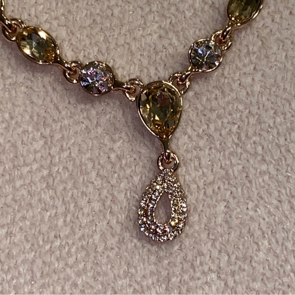 Givenchy rose gold tone with champagne Swarovski crystal necklace - Picture 6 of 16